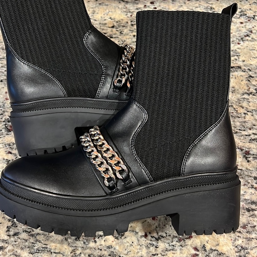 Steve Madden faux leather Chain Boots